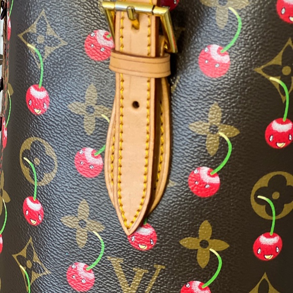 Cherry Fashion Patterned Brown Bucket Bag - Picture 3 of 6